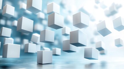 Obraz premium Abstract 3D Cubes: Digital Technology and Innovation Background. Futuristic Network, Data Connection, and Geometric Shapes Design