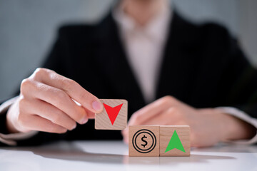 Decrease tax income revenue debt price reduction business investment economy finance concept