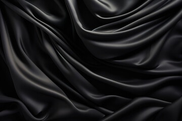 Superb Elegant Black Satin Fabric CloseUp Luxurious Fashion Photo Style