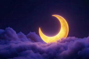 white cloudy moon yellow zzzz blue violet purple background wallpaper copy space symbol sign decoration world sleep day night lifestyle march dream time happy insomnia awareness health.3d render 