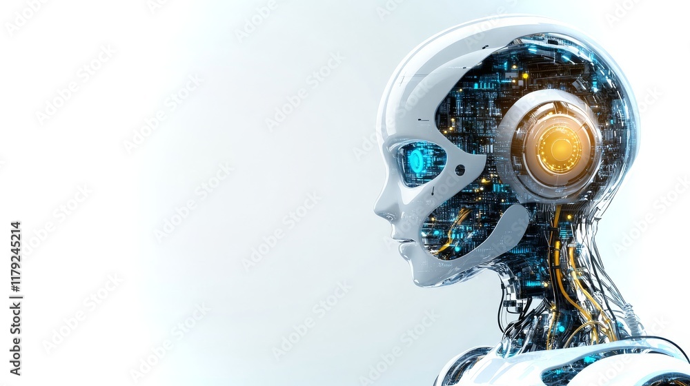 Poster futuristic ai chatbot ready to assist customers with advanced technology and functionality