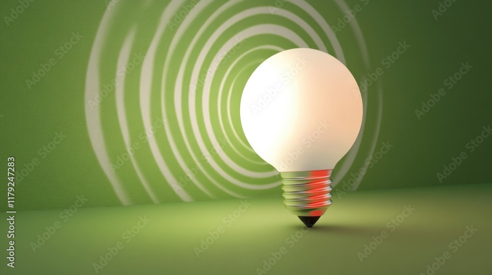 Poster illuminated light bulb symbolizing creative ideas and strategies set against green background with c