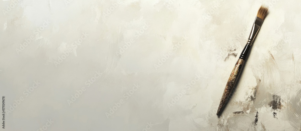 Poster creative art brush on abstract light gray background with empty copyspace for text ideal for imagina
