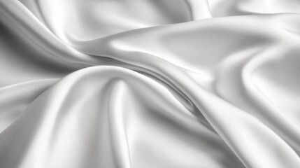 Obraz premium Soft white silk fabric showcases elegance with its flowing drapes, reflecting natural light that highlights its smooth texture and sheen
