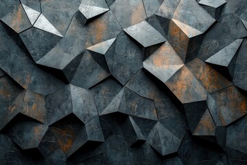 Abstract dark concrete wall background interior with polygonal pattern