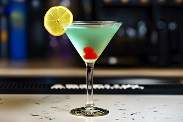 cocktail with lime in the bar