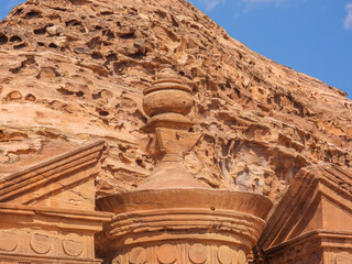 Petra, Jordan : ancient Monastery building in Petra (Ad Deir) one of the Seven Wonders of the World (historical place in Arab countries)