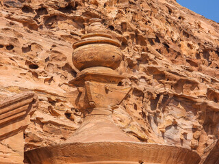 Petra, Jordan : ancient Monastery building in Petra (Ad Deir) one of the Seven Wonders of the World (historical place in Arab countries)