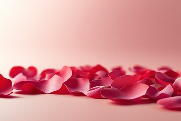 Elegant Minimalist Red Rose Petals on Soft Background for Valentine’s Day Decor, Simple and Charming Floral Arrangement, Perfect for Romantic Themes