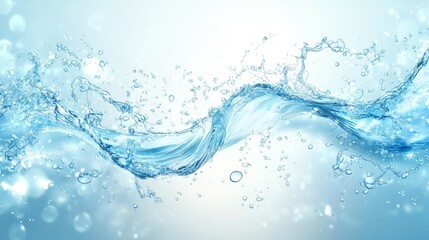Blue Water Waves Splashing Bubbles Background