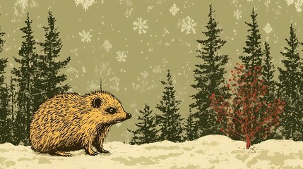 Obraz premium Hedgehog r, creating a tranquil wildlife background, style comic book 