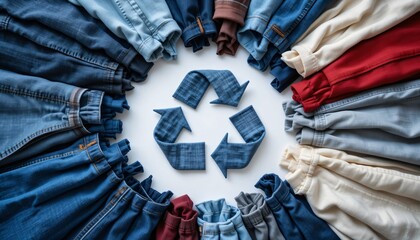 eco-friendly and sustainable clothing in shape of recycling sign