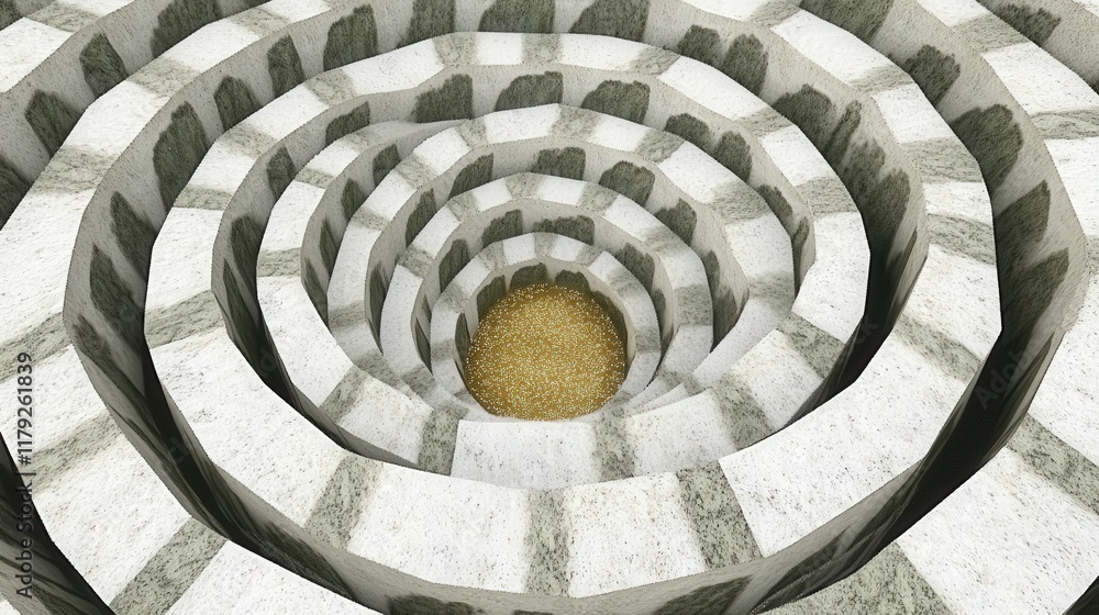 Poster abstract spiral pattern with layers and centralgolden texture in a modern digital art style