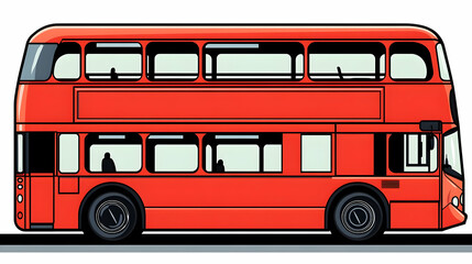 Red Double-Decker Bus Illustration Showcases Classic Public Transportation Design