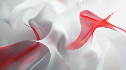 Fototapeta premium Minimalist abstract background with white and red flowing lines converging in elegant motion.