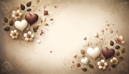Minimalistic paper textured backgrounds with heart and love-themed elements
