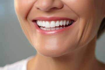 Obraz premium Woman showing perfect smile with white healthy teeth