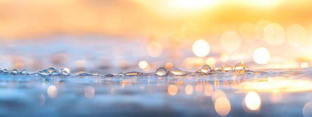 Water Droplets on a Reflective Surface with Bokeh