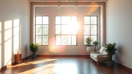 Fototapeta premium Bright Sunlight Flooding Room - AI Photorealistic