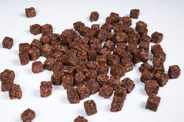 Cubes of spicy beef jerky