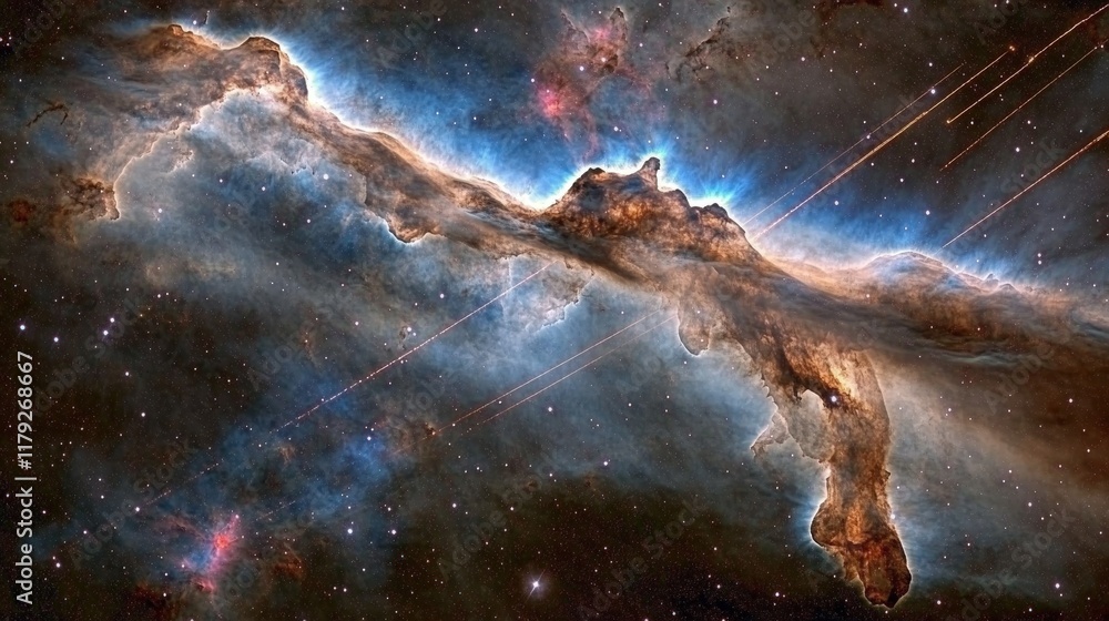 Poster stunning cosmic nebula with ethereal colors and intricate patterns captured in deep space imagery