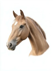 Obraz premium Graceful chestnut horse portrait on white background.