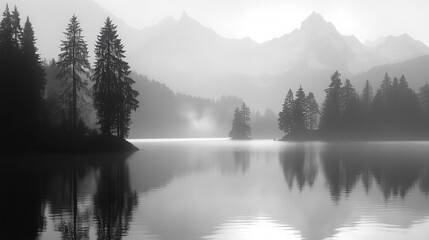 Fototapeta premium White Noise Nature Wallpaper – Black and White Aesthetics, Minimalism, Tranquility, and Visual Serenity