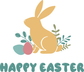 Easter bunny and Easter eggs composition