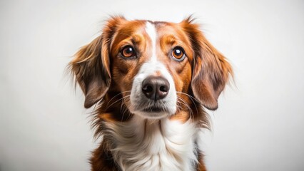 Fototapeta premium Captivating Portrait of a Dog on White Background - Stunning Animal Photography, Pet Photography, Dog Lovers, Isolated Canine Portraits, High-Quality Images for Stock Use, Cute Dog Pictures, and More