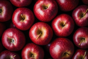 Red apples close-up, dark background, food photography, healthy eating
