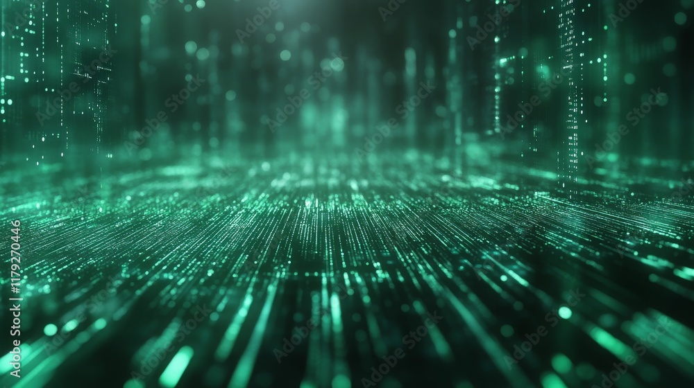 Aufkleber seamless green code matrix for digital tech design