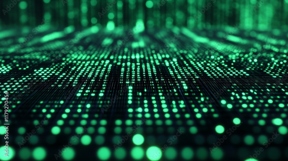 Poster seamless green code matrix for digital tech design