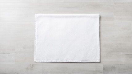 A simple, white rectangular cloth placed on a light surface, showcasing its clean and minimalist design.