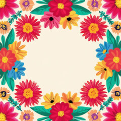 Obraz premium Floral Celebration Bright and colorful floral illustrations symbolizing womens strength and beauty