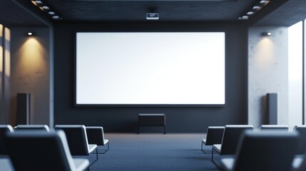 Modern Minimalist Conference Room with Blank Screen