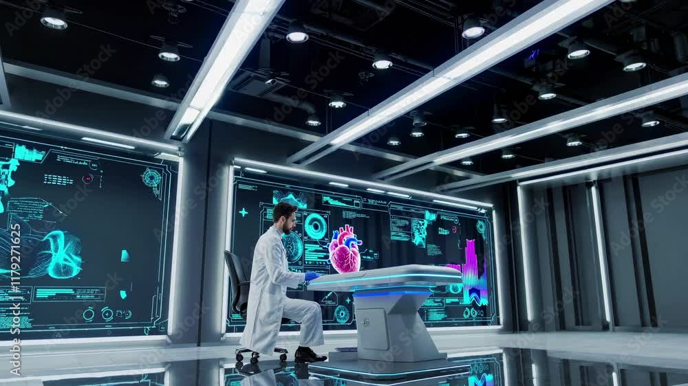 Aufkleber innovative medical technologies in a futuristic laboratory setting highlighting advanced heart imagi