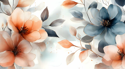 Elegant Watercolor Flowers Bloom Gracefully with Gold Accents on a Soft Background