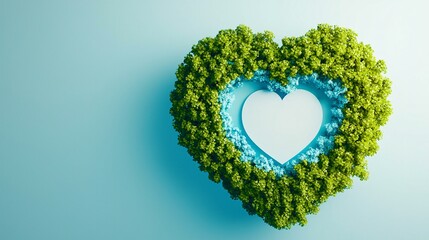 Heart-shaped female hands, Velentine Concept. Heart Shape Made of Greenery on Background