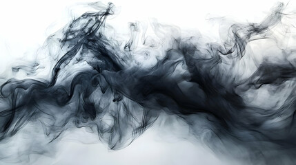 Abstract Smoke Background Flows Gracefully with Wispy Textures across a White Backdrop