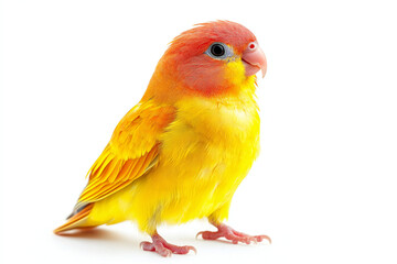 Double Yellow Lovebird on white background
