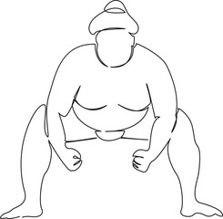 One continuous single drawing line art flat doodle sumo, wrestling, sport, religion, betting, japan lifestyle stand. Isolated image hand draw contour on a white background, hand drawn, not AI