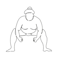 One continuous single drawing line art flat doodle sumo, wrestling, sport, religion, betting, japan lifestyle stand. Isolated image hand draw contour on a white background, hand drawn, not AI