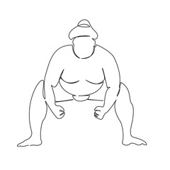 One continuous single drawing line art flat doodle sumo, wrestling, sport, religion, betting, japan lifestyle stand. Isolated image hand draw contour on a white background, hand drawn, not AI