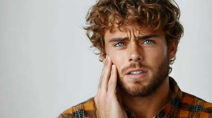 Man Experiences Jaw Pain: A Portrait of Discomfort and Concern