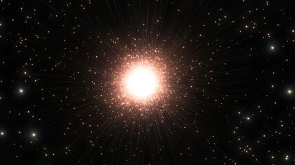 Obraz premium Bright Stellar Explosion in Dark Space with Radiating Light and Distant Stars