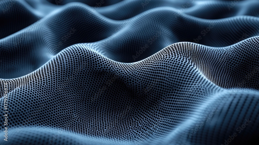 Poster abstract blue wave pattern: digital mesh texture background. modern geometric design, 3d rendering, 