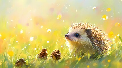 Hedgehog, perfect for wildlife backgrounds, style comic book
