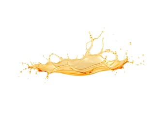A splash of orange liquid against a white background, emphasizing movement and fluidity.