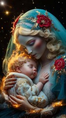Maternal Serenity: A Mother Cradling Her Child