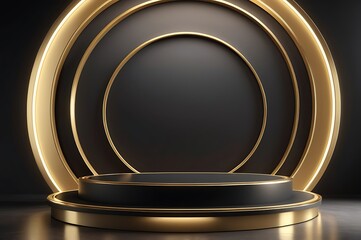 A realistic golden and dark podium fantastic background